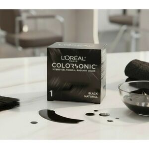 2 Pack #1 L'Oreal COLORSONIC Hair Color Cartridge & Conditioner Black Natural